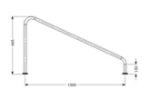 Stainless Steel Wall Hand Rail 1500mm Flanged or Concrete In